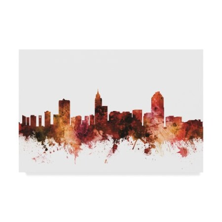 Michael Tompsett 'Raleigh North Carolina Skyline Red' Canvas Art,30x47